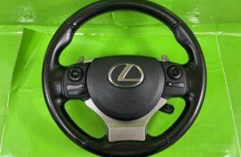 LEXUS IS 300H MULTI FUNCTION STEERING WHEEL LEATHER PADDLE SHIFTS A/BAG 2013-16