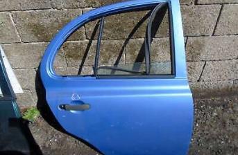 NISSAN MICRA SVE MK3 (K12) 2003-2010 DOOR - BARE (REAR DRIVER/RIGHT SIDE) BLUE