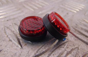 2x 20mm Red Reflector Round Self Adhesive Stick On Motorcycle MOT number plate