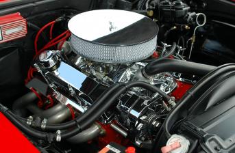 Clean Car Engine in an Engine Bay Clean car engine with car parts