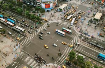 Traffic in a city centre junction