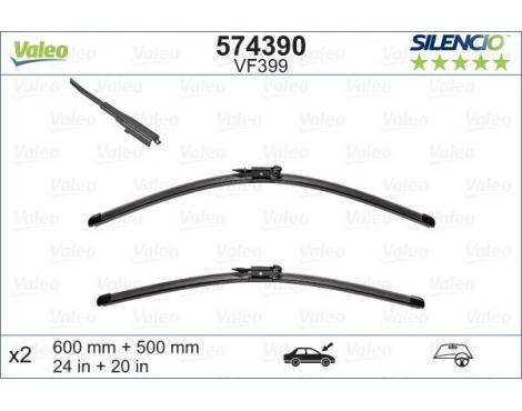 VALEO Wiper Blade SILENCIO FLAT BLADE SET 600mm & 500mm