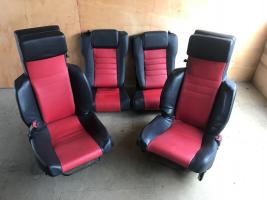RENAULT ALPINE GTA COUPE LEATHER INTERIOR TRIM SEATS SET RED + BLACK 1984 - 1991
